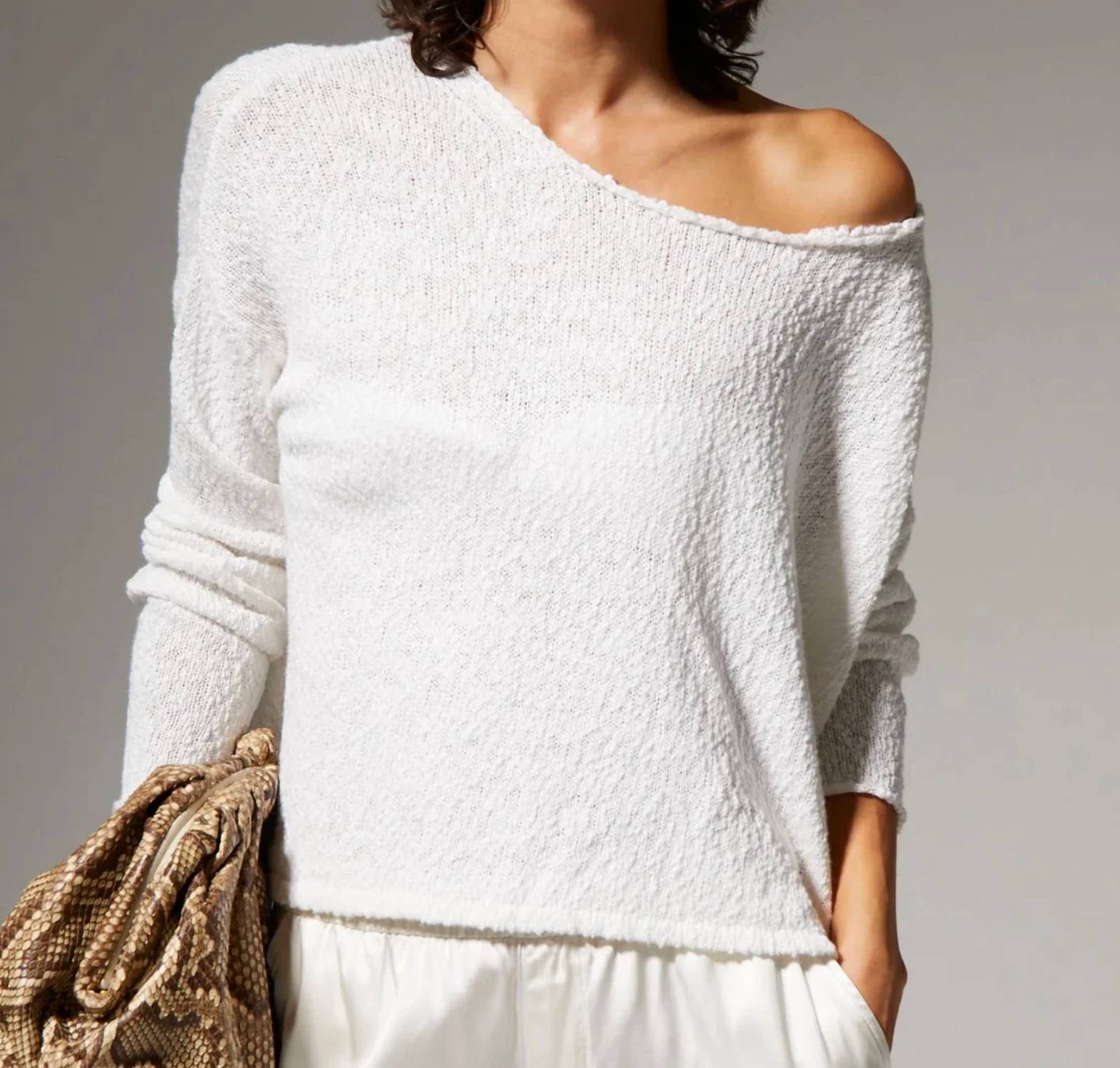 Sprwmn - Off Shoulder Long Sleeve Sweater
