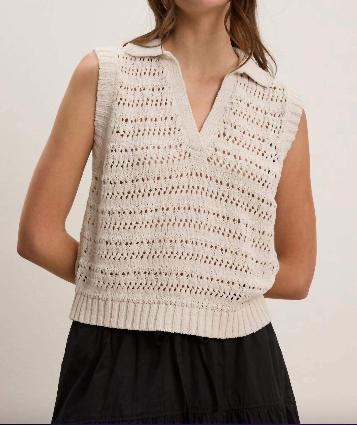 Velvet by Graham & Spencer Renee Knit Sweater Top in chalk - women's sweater