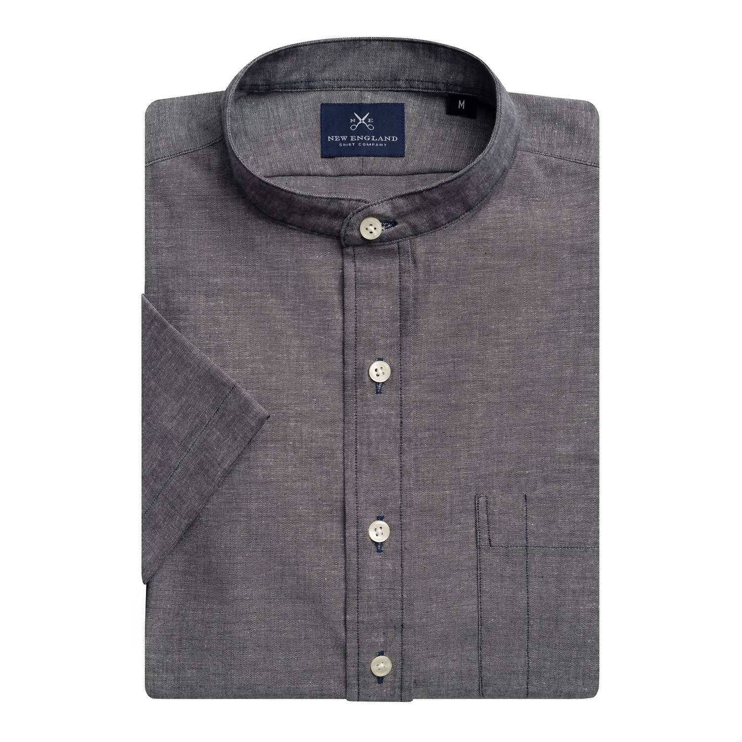 New England Shirt Company - Men's Chambray Banded Collar Popover Shirt