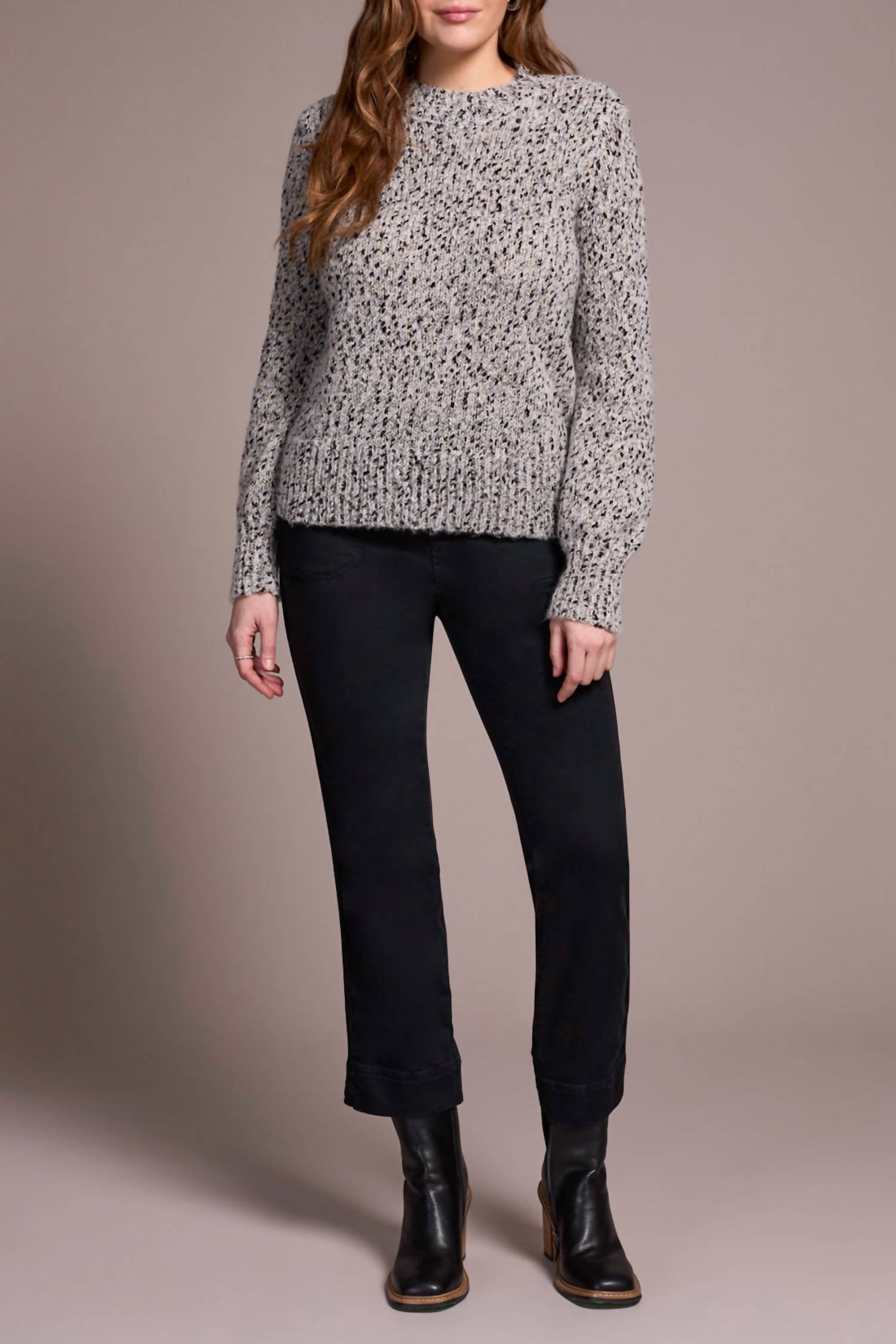 TRIBAL Novelty Mockneck Sweater in onyx - women's sweater