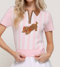 Active Basic - Short Sleeve Vertical Stripe Polo Top