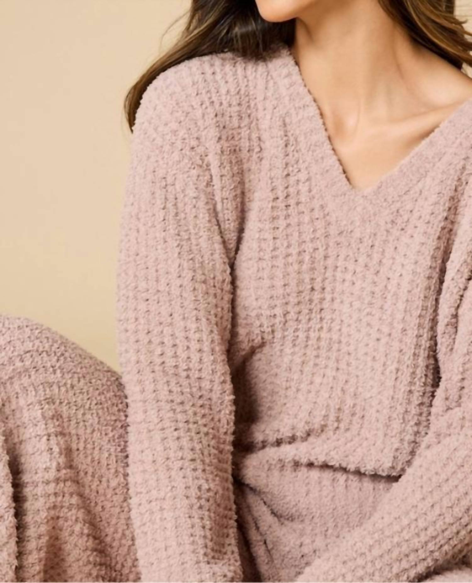 Softies - Marshmallow Waffle V Neck with Long Pant Set