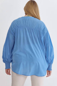 Entro - Sara Curve Pleated Detail Button Up Blouse