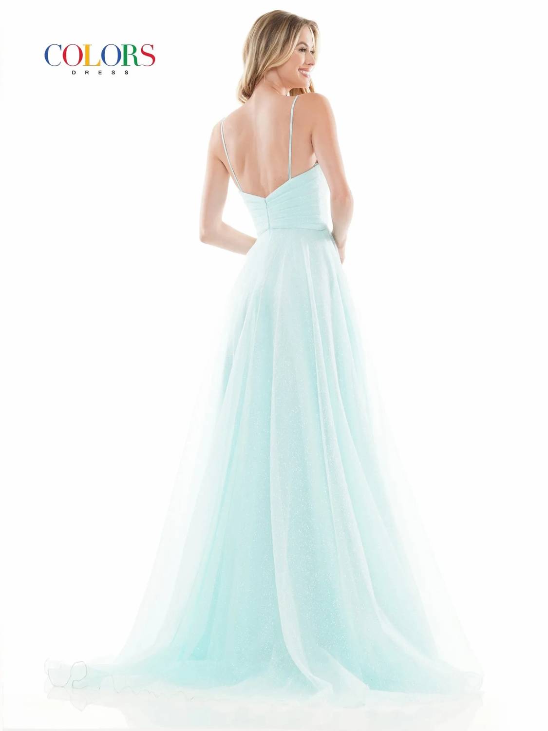COLORS DRESS Glitter Tulle A-line Gown in mint - women's dress - alternate view
