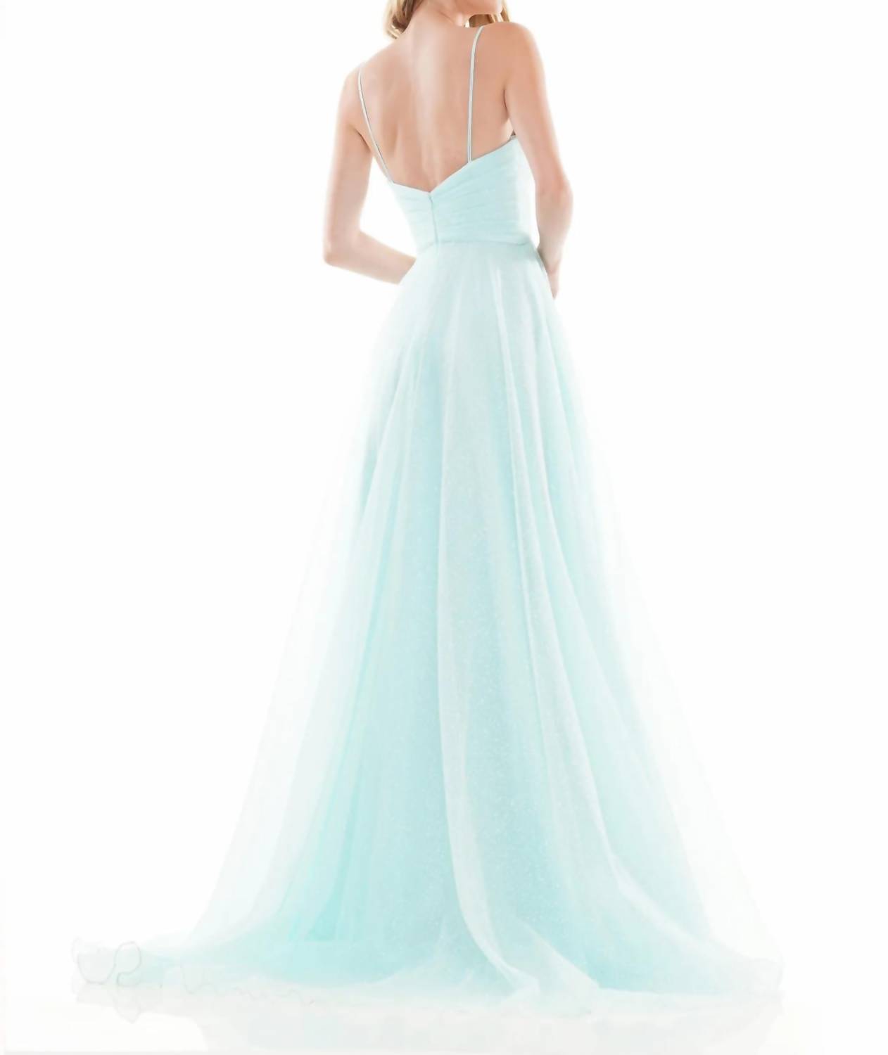 COLORS DRESS Glitter Tulle A-line Gown in mint - women's dress - detail view