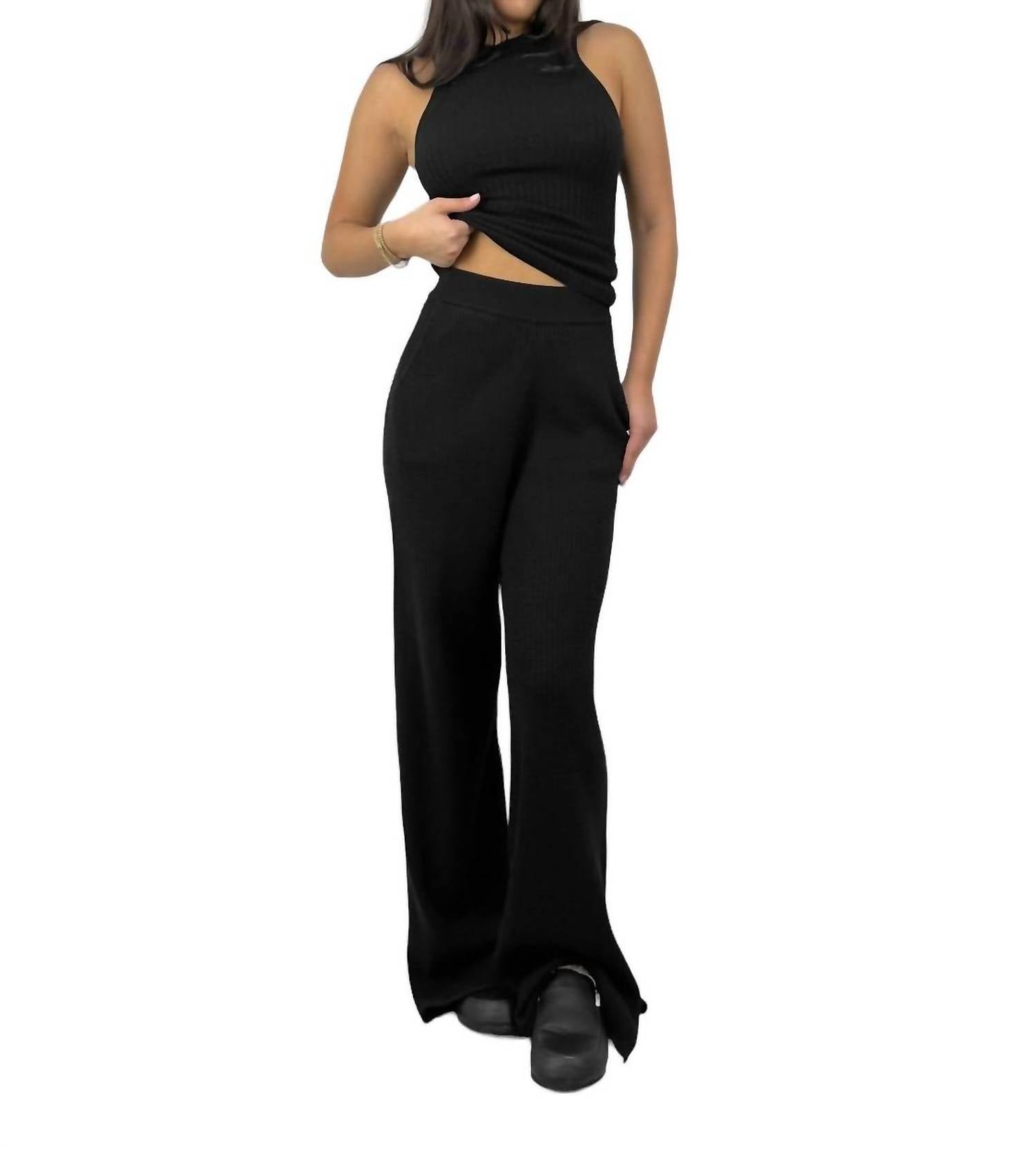We Wore What - High Neck Cable Knit Tank Top