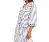 Karen Kane - Stripe Layered Sleeve Shirred Blouse