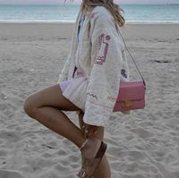 Rosa Clothing Street Fashion Embroidered Kimono Padded Jacket in white - women's jacket