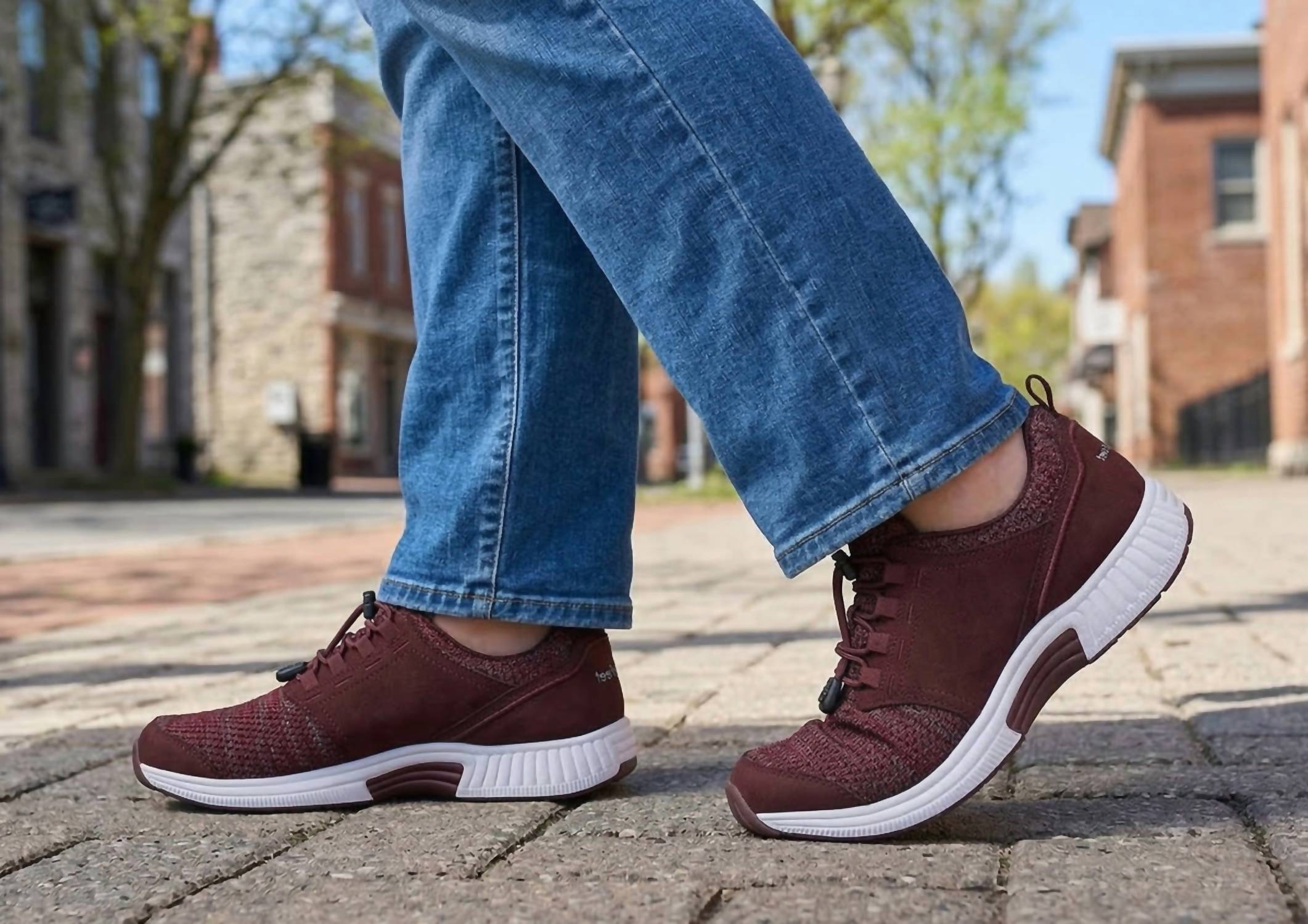Orthofeet Women's Francis Cushioned Supportive No-tie Sneakers in brown white - women's sneaker - view 6