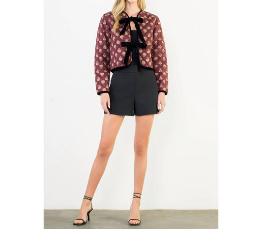 Thml - Velvet Bow Floral Quilted Jacket