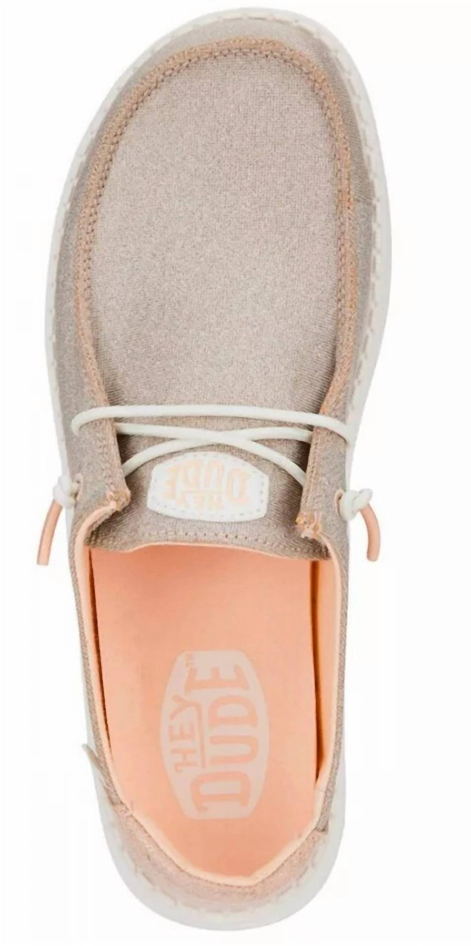 HEY DUDE Women's Wendy Metallic Sparkle Shoes in rose gold - women's sneaker - detail view