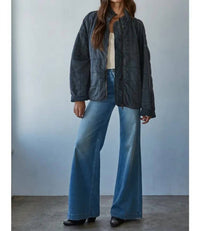By Together - Long Sleeve Quilted Knit Mineral Washed Jacket