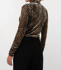 ESQUALO Gathering Leopard Top in multi - women's blouse - alternate view