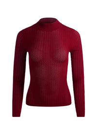 Alice + Olivia - Lanie Pointelle Long Sleeve Mock Neck Top