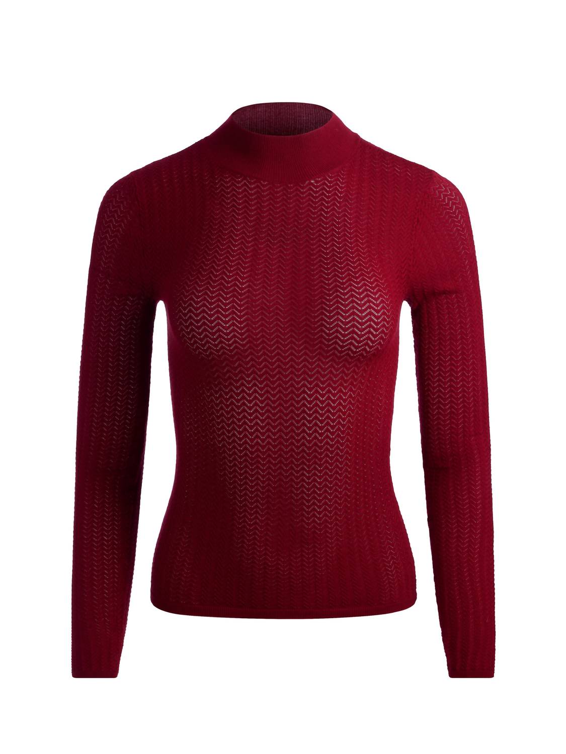 Alice + Olivia - Lanie Pointelle Long Sleeve Mock Neck Top