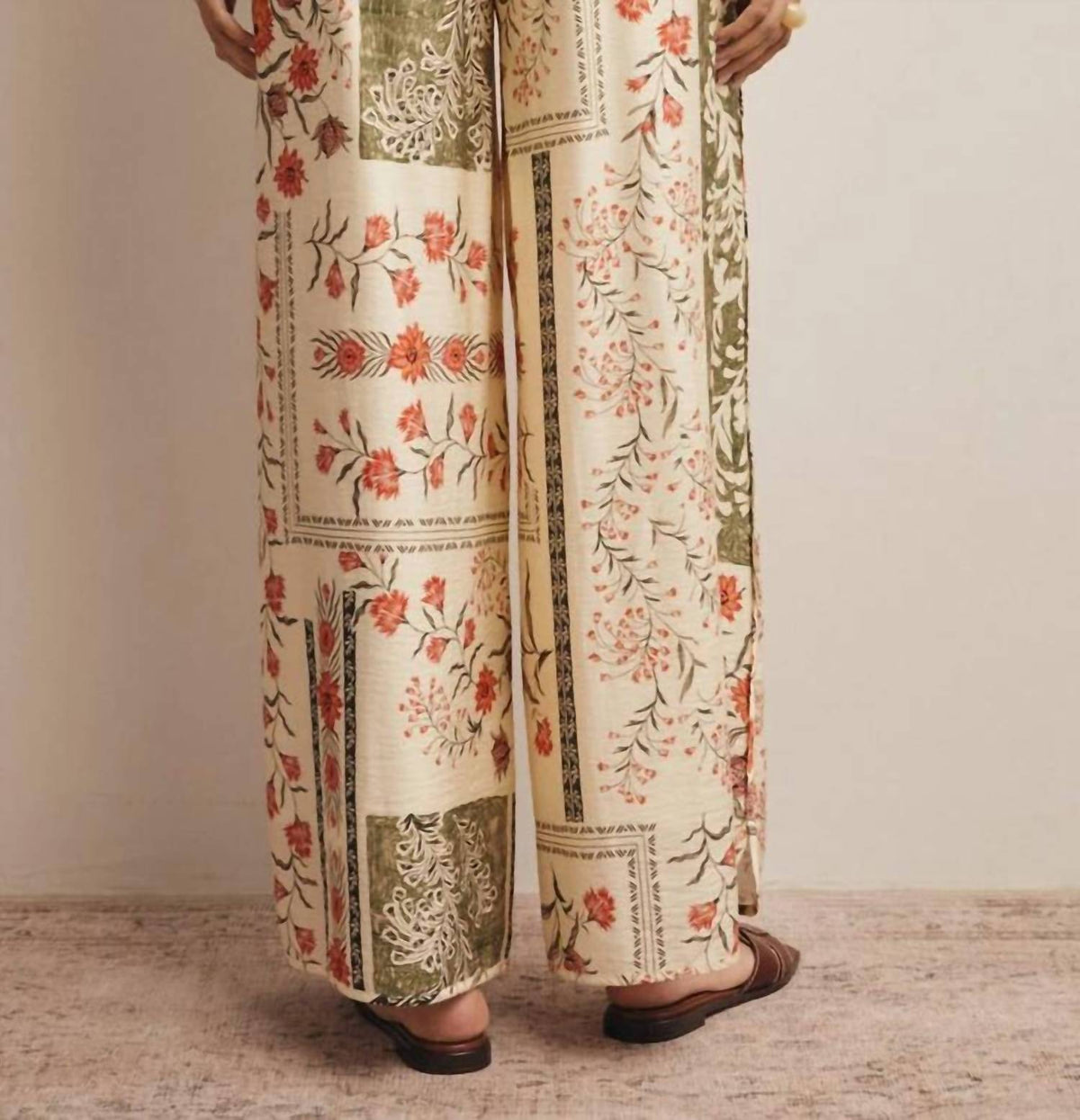 Forte - Patchwork Floral Wide-Leg Pants