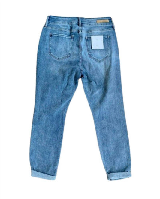 Cello - Mid Rise Distress Double Rolled Cuff Hem Crop Skinny Jeans