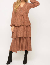 Semi Sheer Lurex Tier Midi Dress