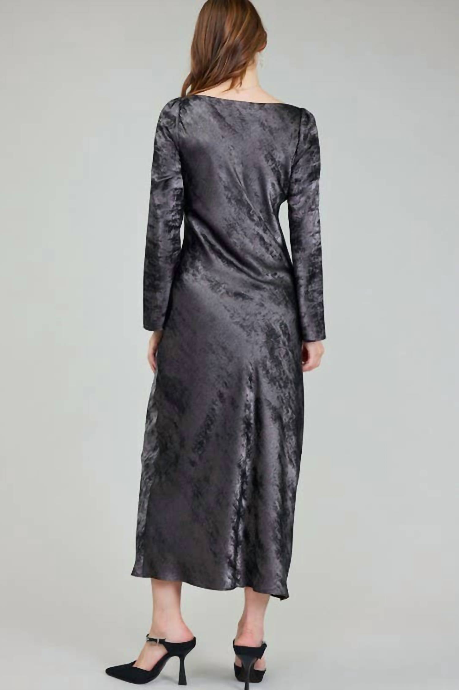 Current Air - Boat Neck Long Sleeve Maxi Dress