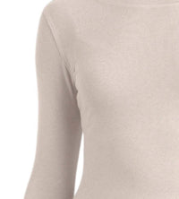 Mila Clothing Long Sleeve Crewneck Top in cream - women's long sleeve top - detail view