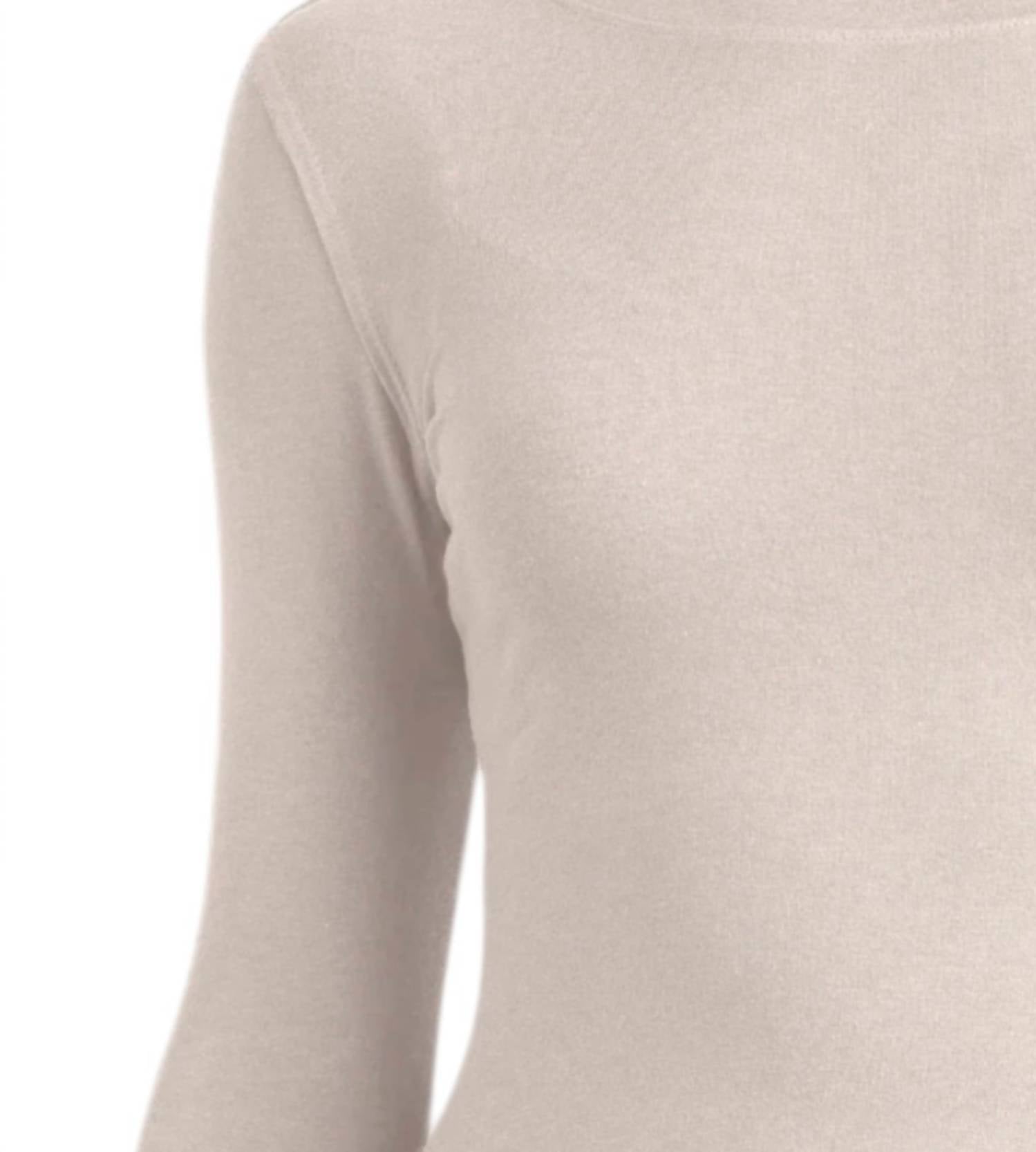 Mila Clothing Long Sleeve Crewneck Top in cream - women's long sleeve top - detail view