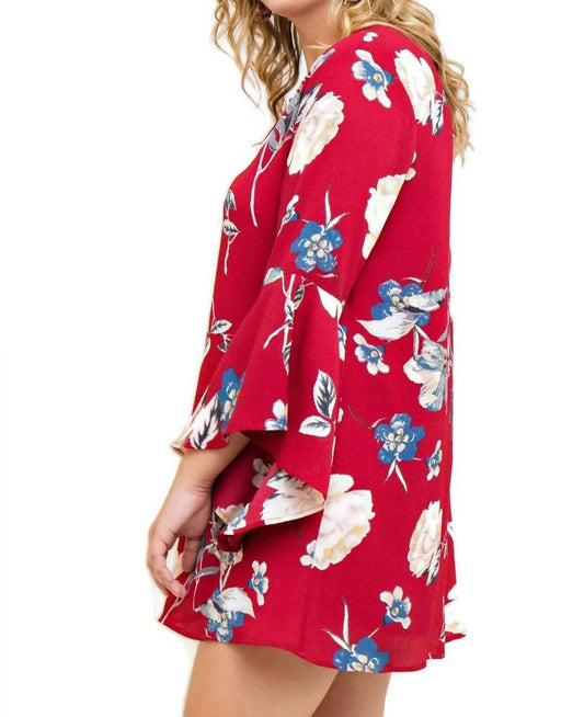 Entro - Floral Bell Sleeve Dress