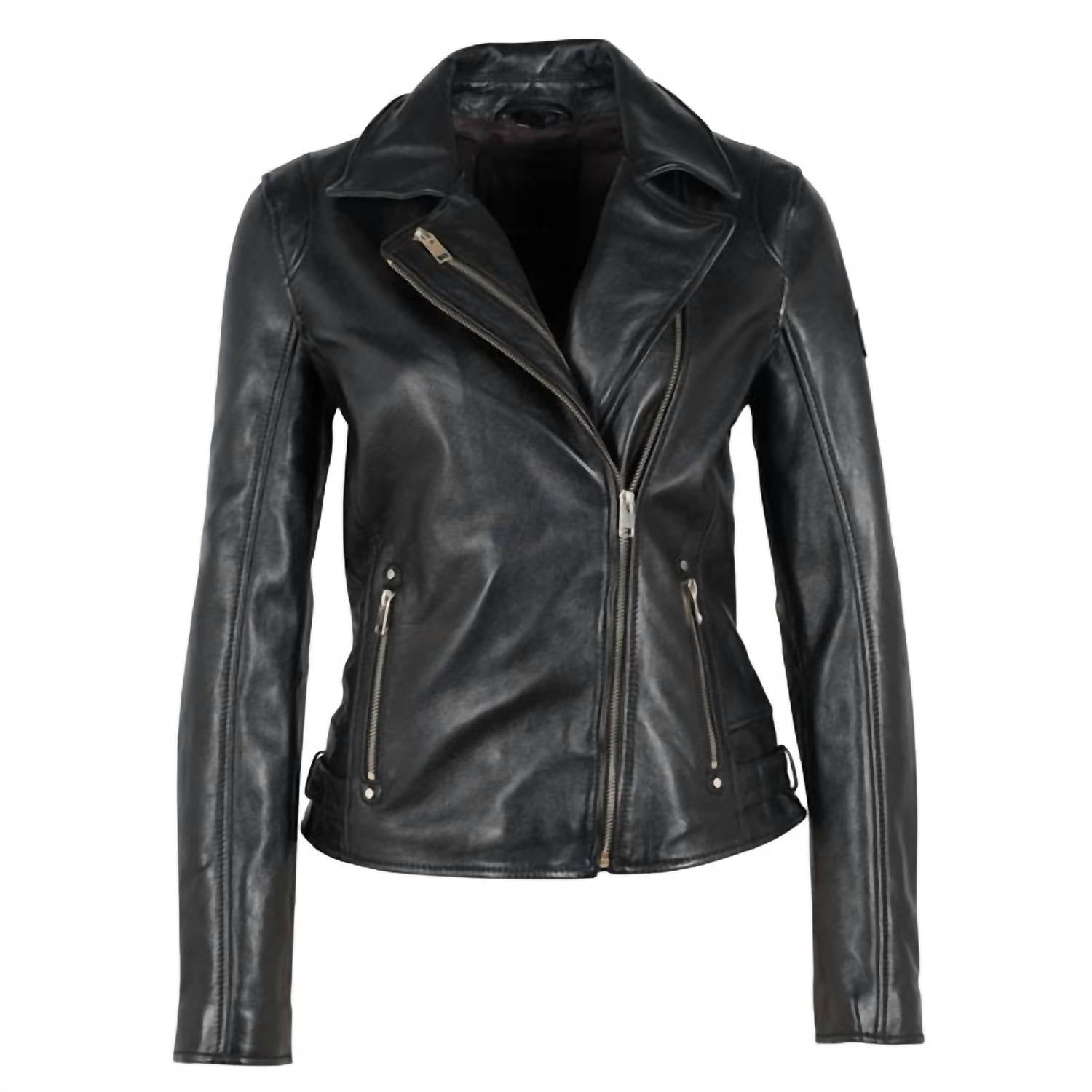 MAURITIUS Love And Peace Studded Leather Jacket in black - women's jacket - view 5
