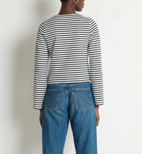 Nation LTD Silvia Bracelet Long Sleeve Top in navy breton stripe - women's long sleeve top - alternate view
