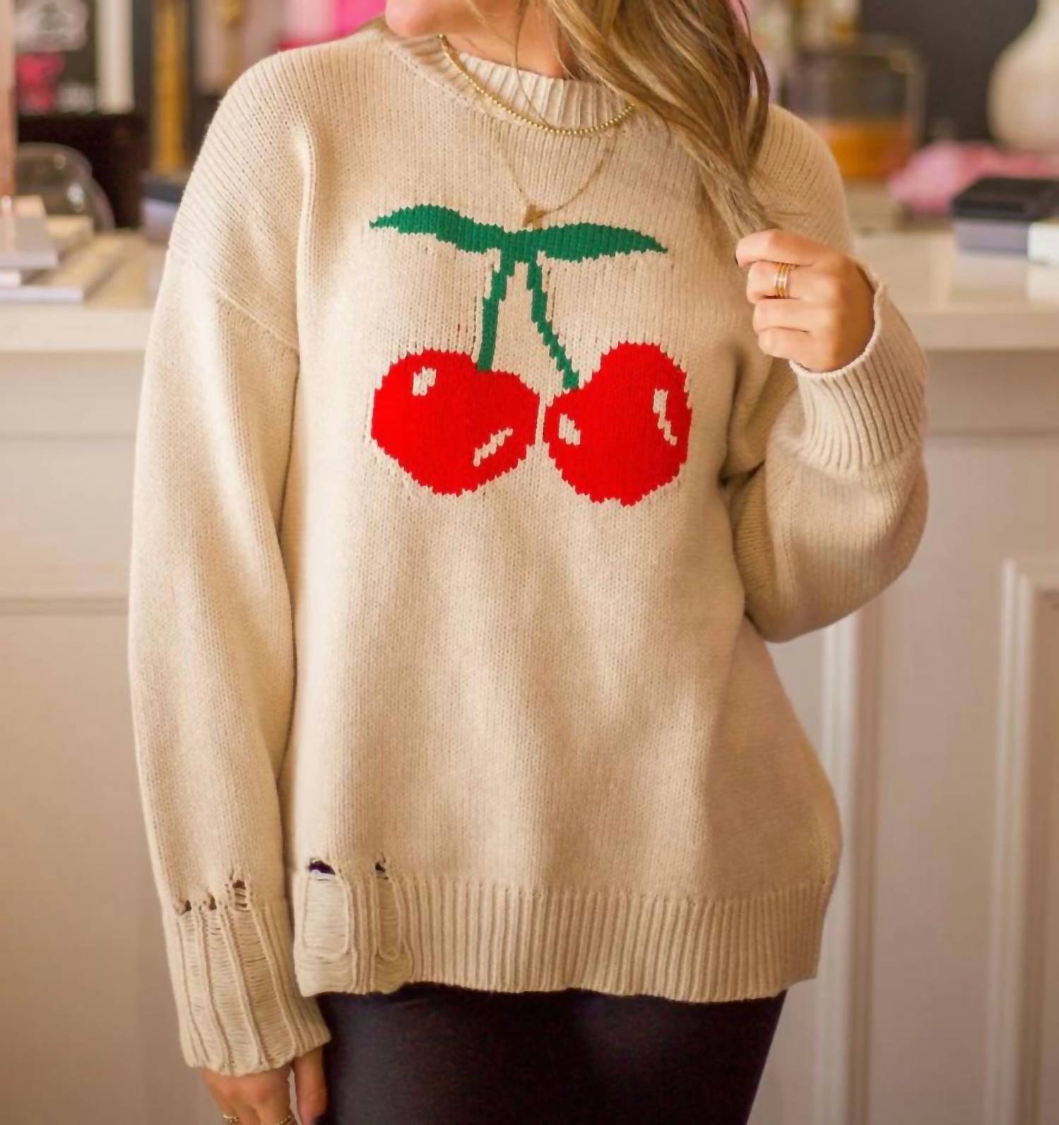 Ee:Some - Cherry Print Sweater