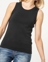 Lilla P Jewel Neck Tank Top in black - women's tank top - alternate view