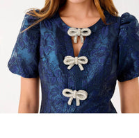 Lilly Pulitzer Amelie Shift Romper Mini Dress in low tide navy nightshade brocade - women's dress - view 5