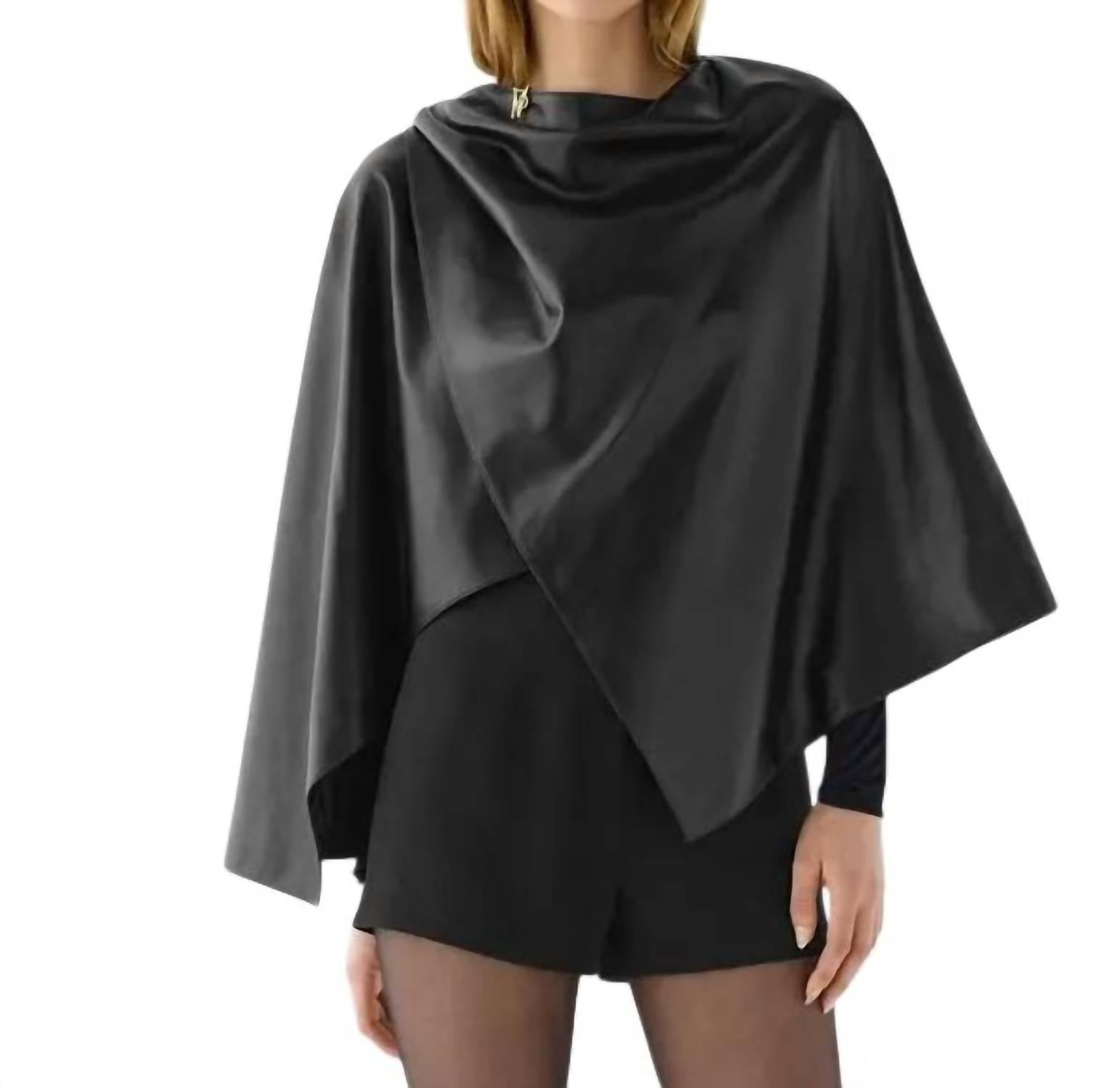 Veronica de Piante Keeva Nappa Leather Cape in black - women's jacket