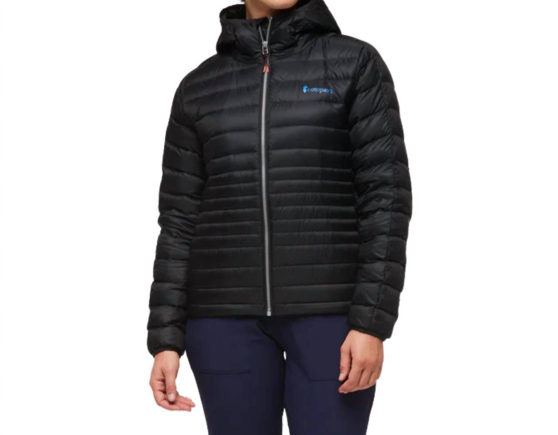 cotopaxi Fuego Hooded Down Jacket - Plus in black - women's jacket
