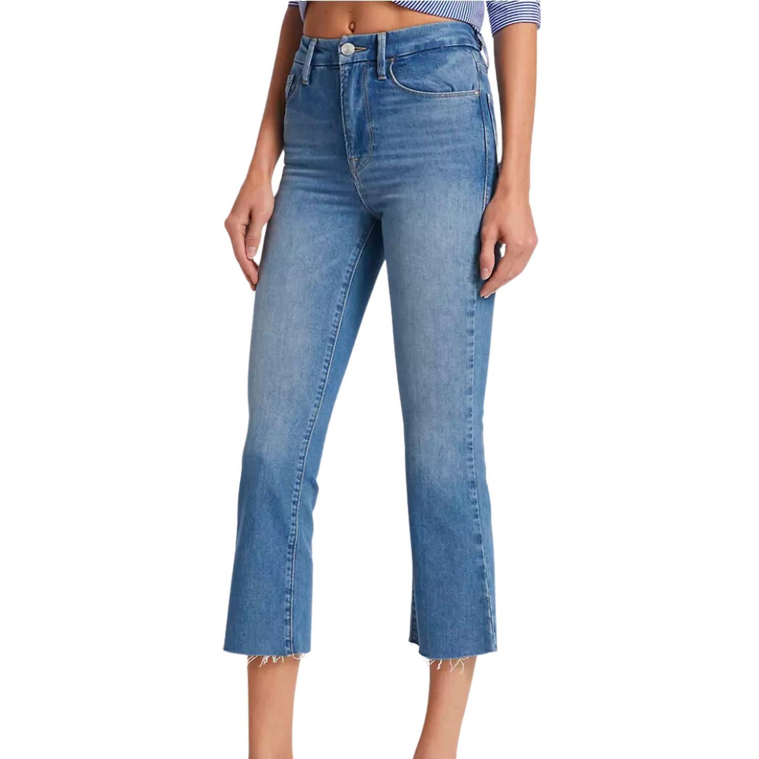 Frame - Women's Le Super High Crop Mini Boot Raw Hem Jeans