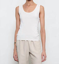 Enza Costa Supima Baby Rib Tank in white - women's tank top