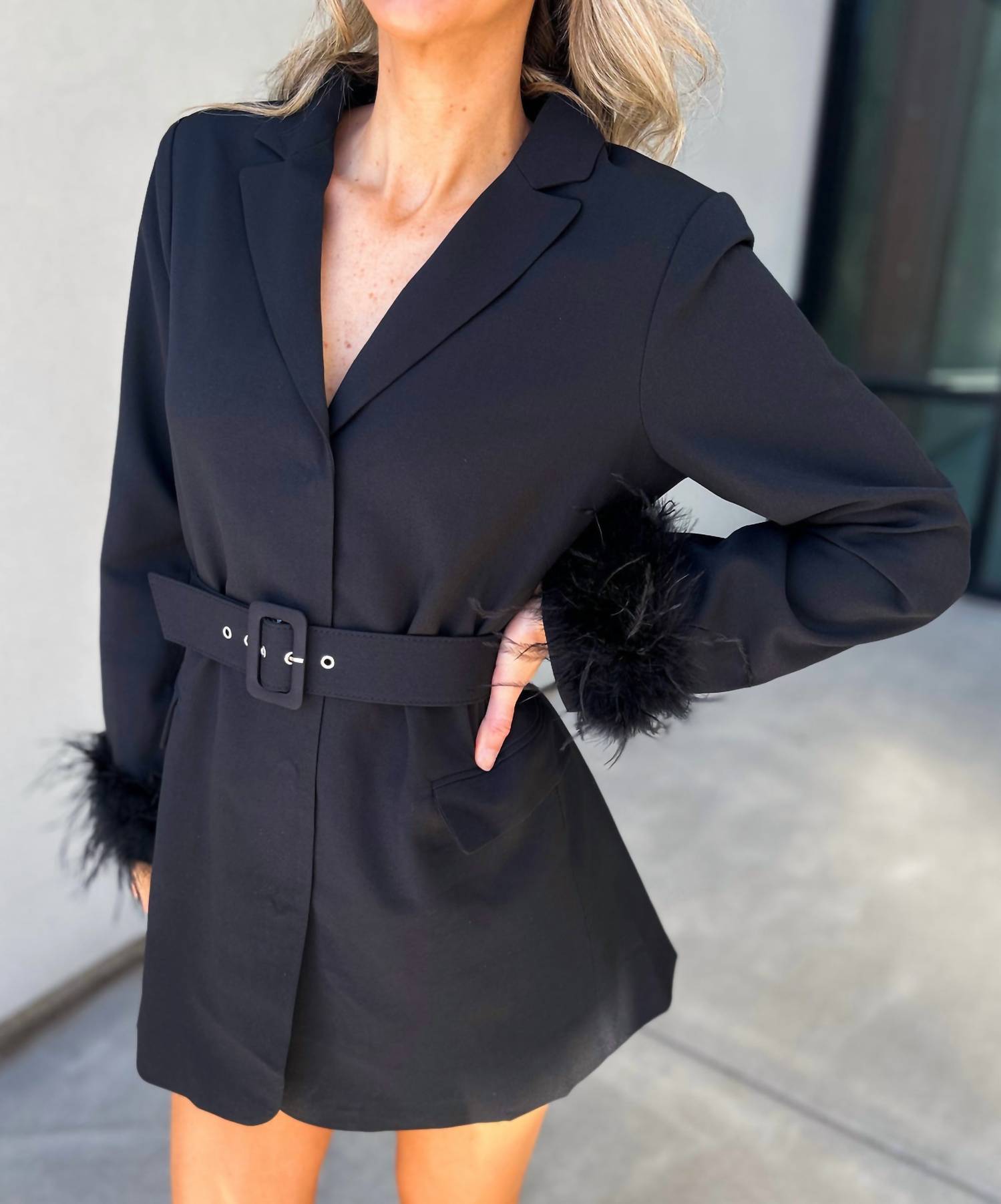 BUDDYLOVE Harriet Blazer Belted Dress in noir - women's dress - detail view