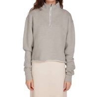 Les Tien - Haley Crop Half Zip Pullover Sweatshirt