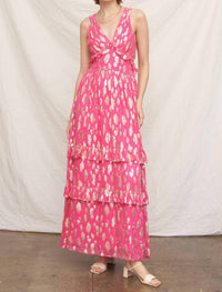 En Creme - Metallic Polka Dot Maxi Dress
