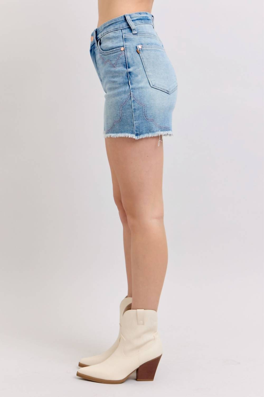 Judy Blue - High Waist Western Embroidery Cut Off Denim Shorts