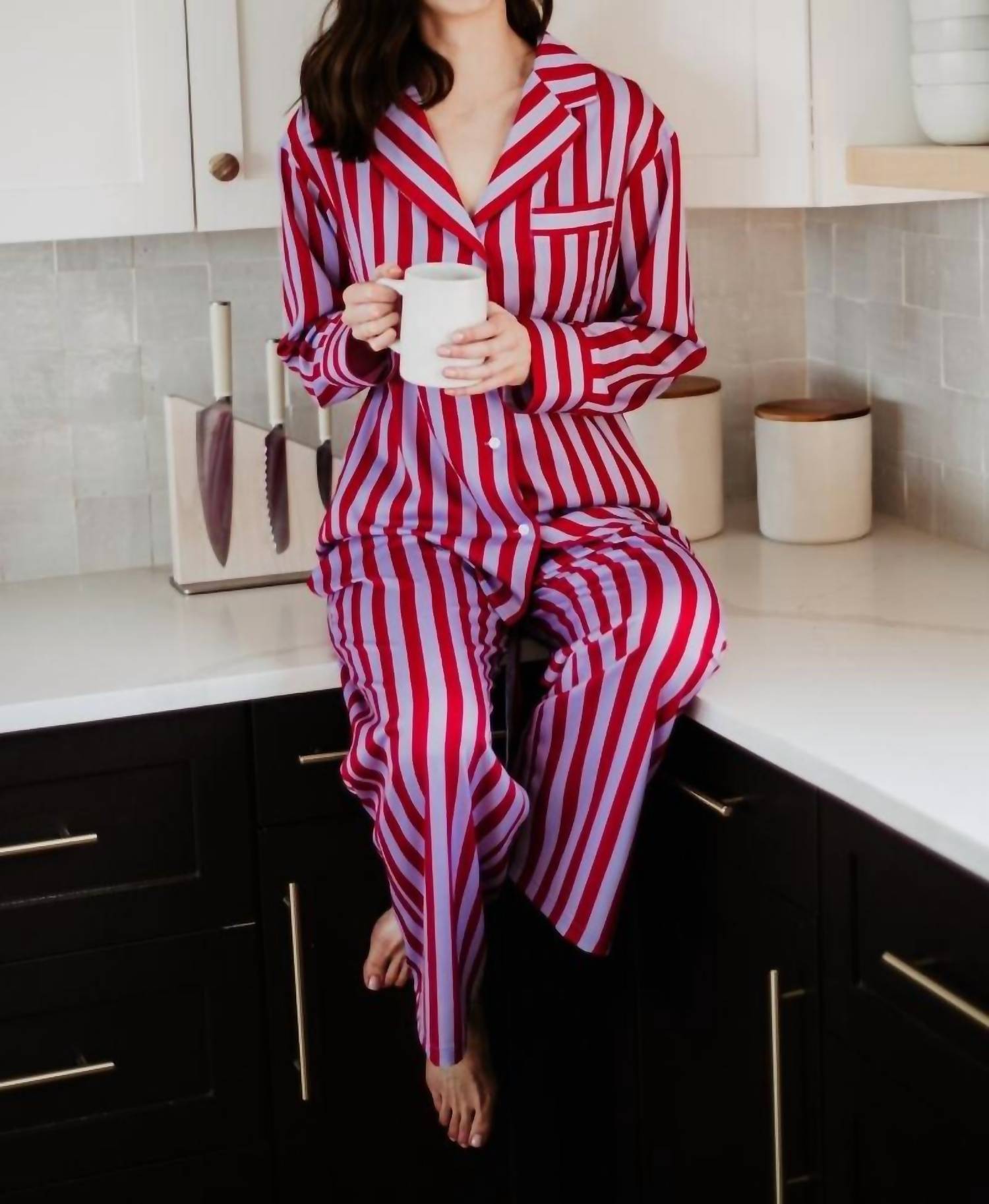 Katydid - Striped Satin Pajama Set