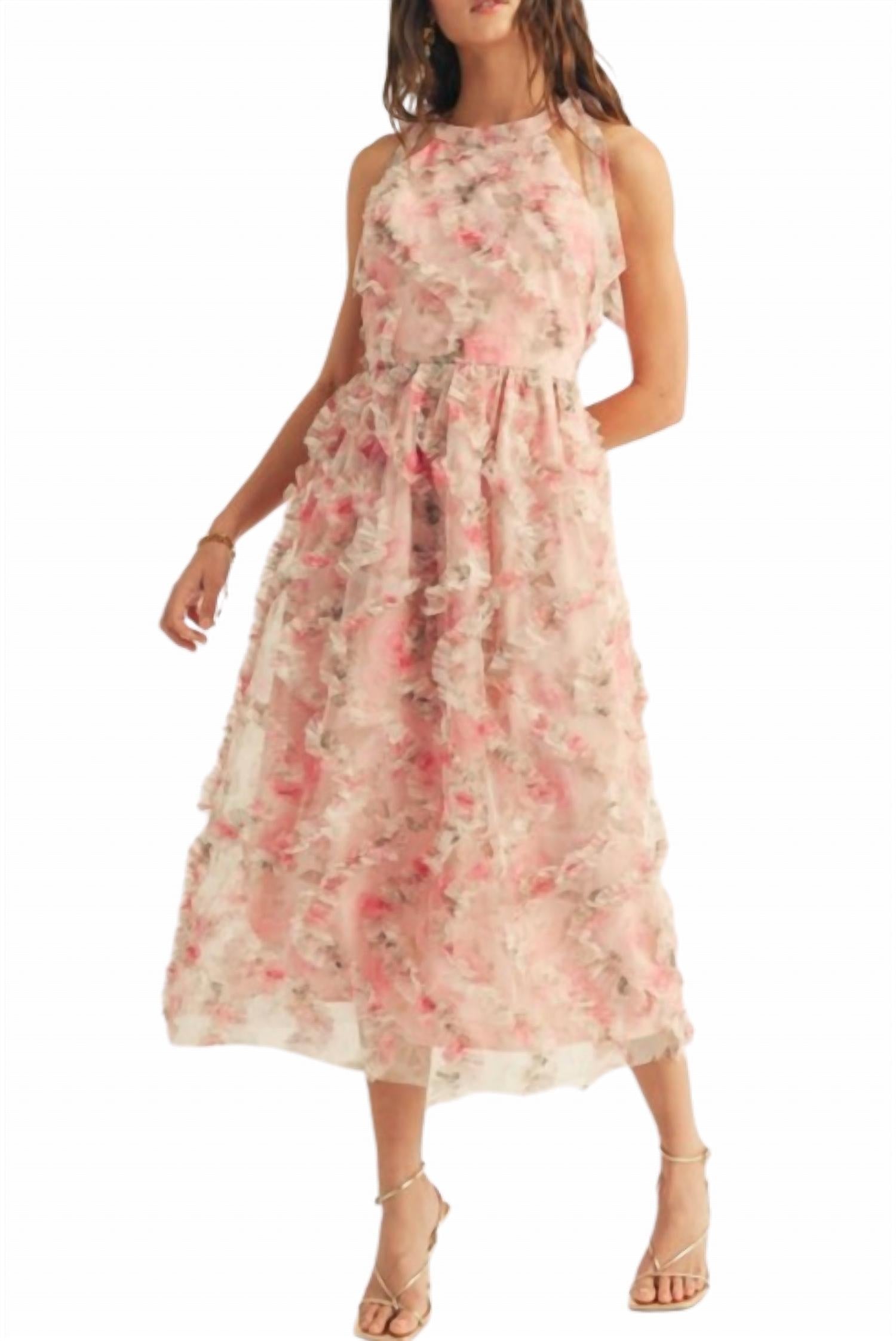 Just Me - Halter Neck Prill Detailed Midi Dress