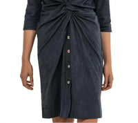 GRETCHEN SCOTT Ultra Suede Twist And Shout Mini Dress in navy - women's dress - alternate view