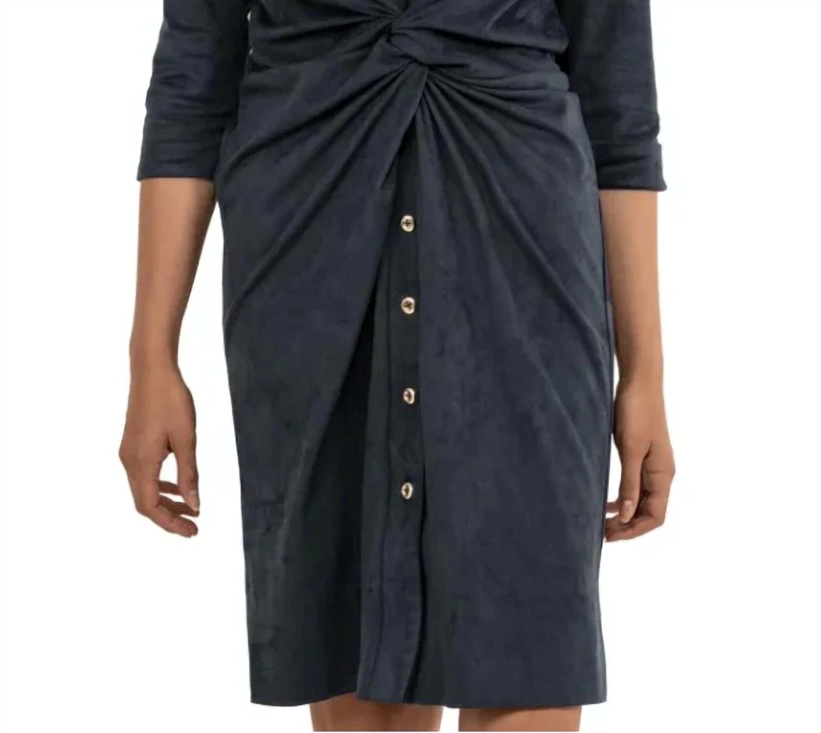 GRETCHEN SCOTT Ultra Suede Twist And Shout Mini Dress in navy - women's dress - alternate view