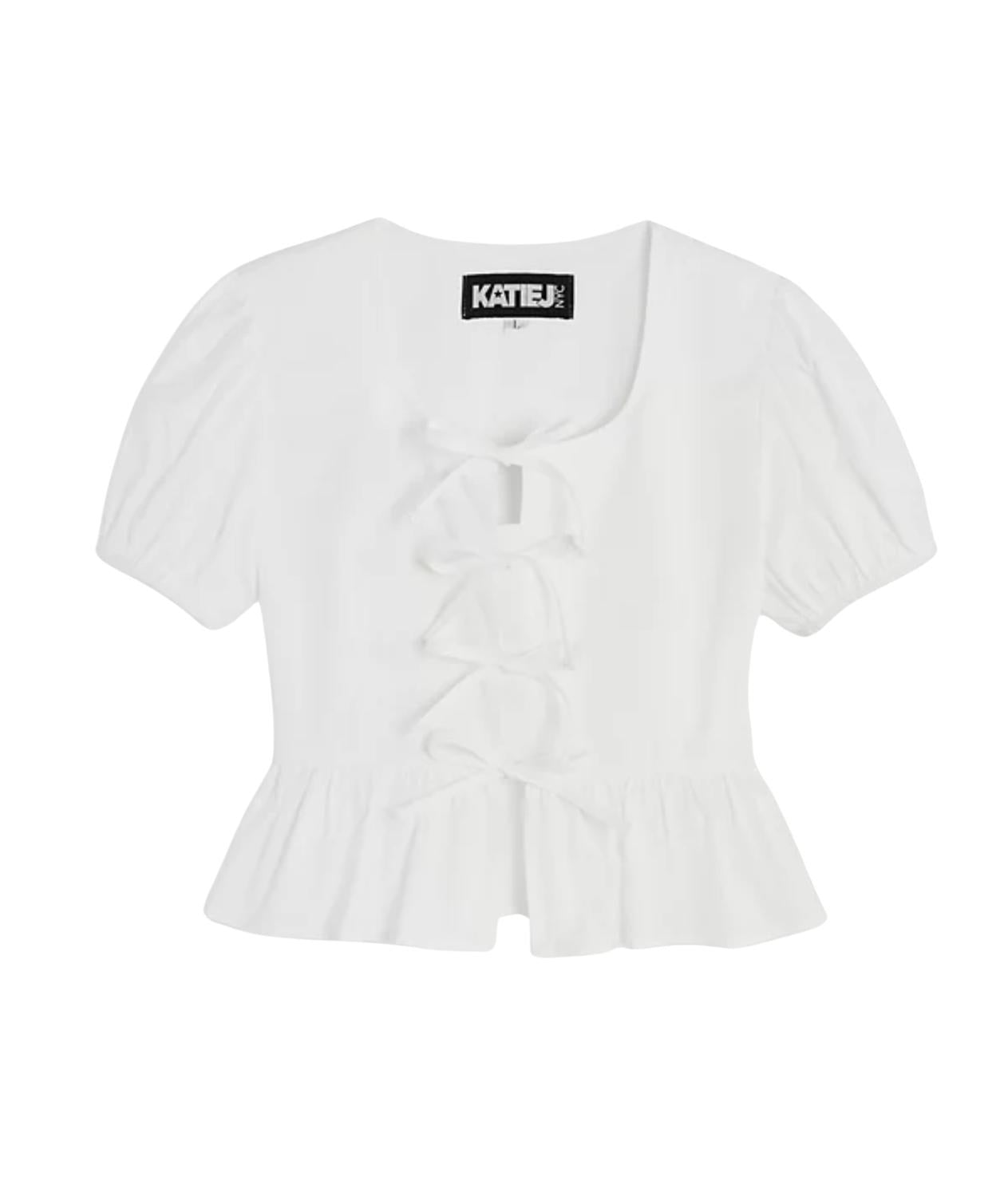 Katie J NYC Girl's Wells Peplum Top in white - kids' t-shirt - view 5