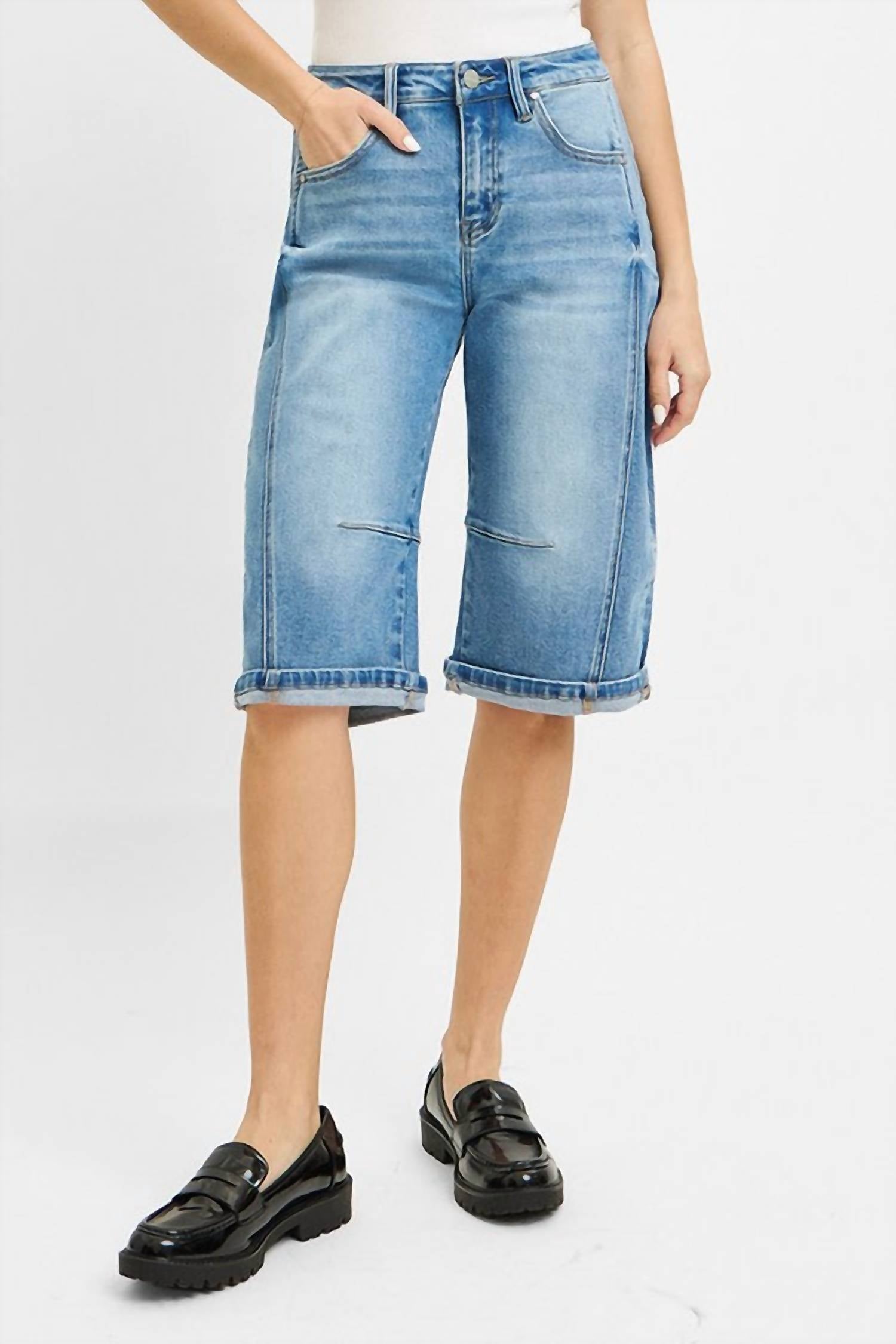 Risen - JoJo Mid Rise Barrel Long Cuffed Shorts