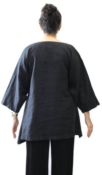 Mosaic - Scoop Neck Button Linen Top