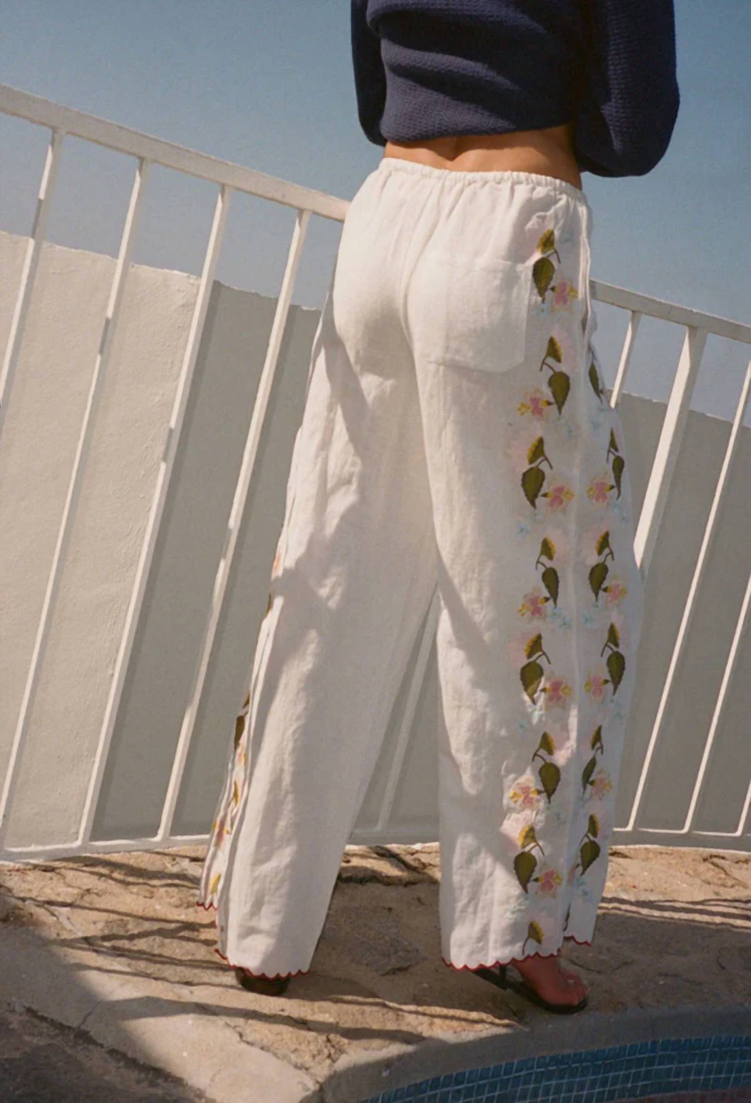 Ciao Lucia - Ermmano Embroidered Linen Pant
