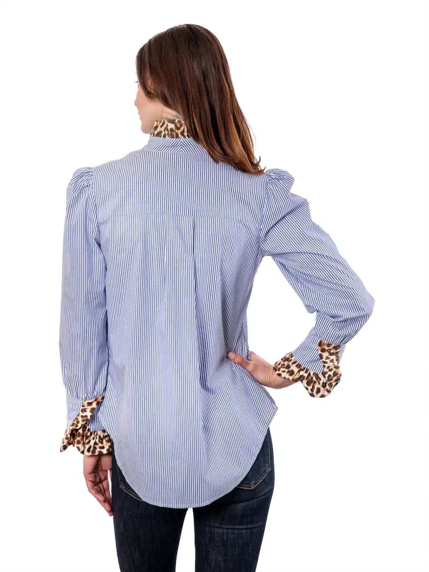 Dizzy-Lizzie - Puff sleeve top with collar & cuff