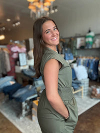 She + Sky - Cap Sleeve Front Zip Romper