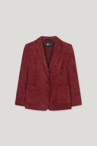 LUISA CERANO Women's Corduroy One Button Blazer Jacket in berry red - women's jacket - alternate view
